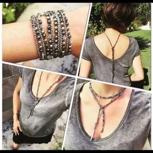 Stella & Dot Zoe Lariat Necklace – Gold Hematite Mix - Picture 7 of 12